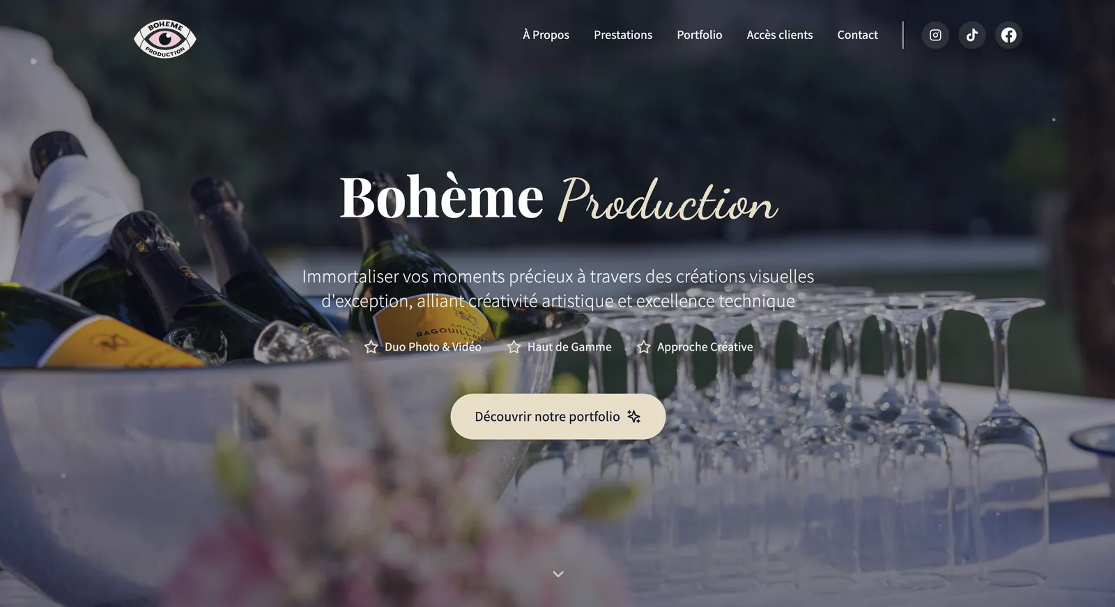 Boheme Production landing page
